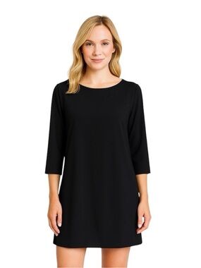 Tildon Black Shift Dress 3/4 Sleeve Relaxed Fit Minimalist Capsule Simple EUC XS